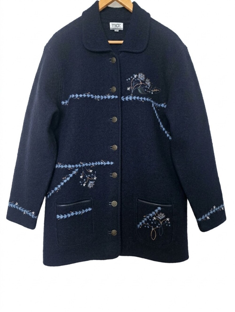 Vintage Mac Collection Navy Wool Embroidered Women's Jacket Sz 1X